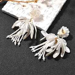 Alloy & 925 Sterling Silver & Acrylic Dangle Stud Earrings&nbsp;EJEW-Q013-06A