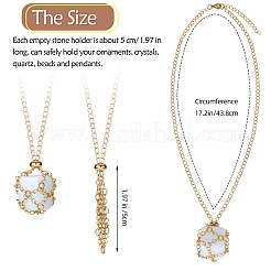 3Pcs Brass Braided Macrame Pouch Empty Stone Holder for Pendant Necklaces Making&nbsp;NJEW-SZ0001-67G