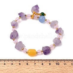 Raw Rough Natural Amethyst Nuggets Charm Beaded Stretch Bracelets for Women&nbsp;GG-CBA2C9C-10