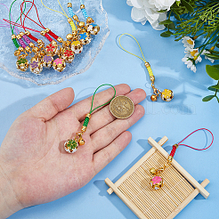 12Pcs 6 Colors Iron Enamel Flower & Bell Pendant Mobile Straps&nbsp;HJEW-DC00101
