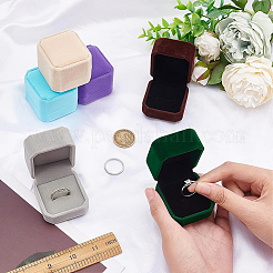12Pcs 6 Colors Square Velvet Ring Boxes&nbsp;VBOX-BC0001-06