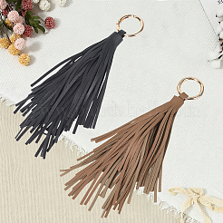 2Pcs 2 Colors PU Leather Tassel Pendan Keychains&nbsp;FIND-CL0001-88A