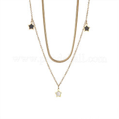 Star Stainless Steel with Natural Shell Double Layer Pendant Necklaces & Charm Bracelets Sets&nbsp;WGBAFA5-03