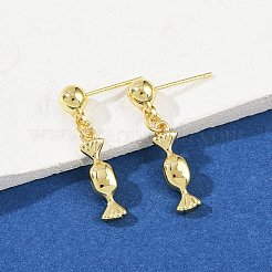 Heart & Leaf & Candy Brass Dangle Stud Earrings&nbsp;EJEW-Z115-03G