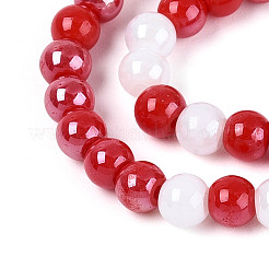 Pearlized Opaque Glass Round Beads Strands&nbsp;EGLA-T029-4mm-11A