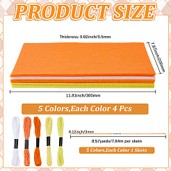 20 Sheets 5 Colors Square Felt Fabric&nbsp;DIY-CY0003-35B