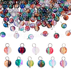 110Pcs 11 Colors Crackle Two Tone Glass Charms&nbsp;PALLOY-TAC0285