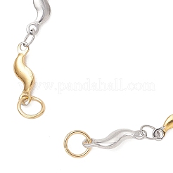 Two Tone 304 Stainless Steel Wavy Bar Link Chain Bracelet Making&nbsp;AJEW-JB01592