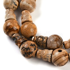 Natural Picture Jasper 3-Hole Guru Beads Strands&nbsp;G-H064-E06-01