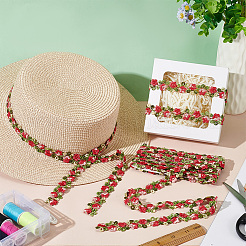 3D Flower Embroidery Polyester Lace Trim&nbsp;SRIB-WH0011-141D