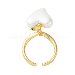 Brass Enamel Open Cuff Rings for Women&nbsp;RJEW-U057-21G