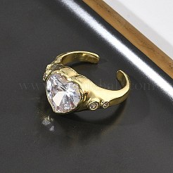 Brass Pave Cubic Zirconia Cuff Open Rings for Women&nbsp;RJEW-L343-08G-01