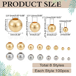 800Pcs 8 Styles 304 Stainless Steel Round Seamed Beads&nbsp;STAS-ME0002-54