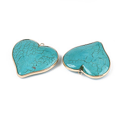 Dyed Synthetic Turquoise Heart Pendants&nbsp;X-TURQ-T004-30A
