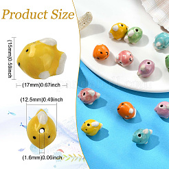 12Pcs 6 Colors Handmade Printed Porcelain Beads&nbsp;PORC-CJ0001-35