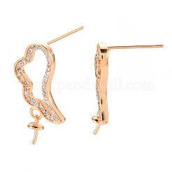 Brass Micro Pave Clear Cubic Zirconia Earring Findings&nbsp;KK-X0093-10G-NF