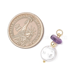 Flat Round ABS Plastic Imitation Pearl Pendants&nbsp;PALLOY-JF05020
