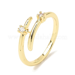 Brass Micro Pave Cubic Zirconia Cuff Open Rings for Women&nbsp;CU-CBAE7DF-44G