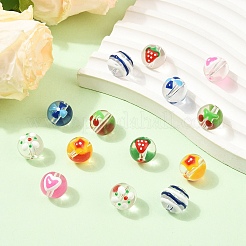 14Pcs 7 Colors Transparent Glass Enamel Beads&nbsp;GLAA-YW0005-97