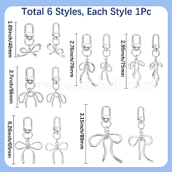 6Pcs 6 Styles Alloy Bowknot Pendant Decorations&nbsp;HJEW-SP0001-66P