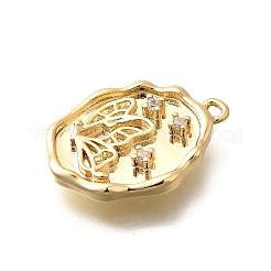 Brass Micro Pave Cubic Zirconia Pendants&nbsp;KK-Q035-16C-G