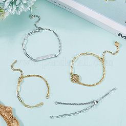 16Pcs 2 Colors Brass Curb & Paperclip Chains Bracelet Making&nbsp;MAK-SC0001-38