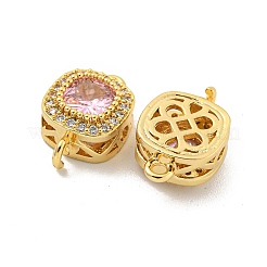 Brass Pave Cubic Zirconia Connector Charms&nbsp;KK-B096-05G-01