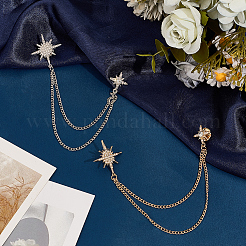 2Pcs 2 Colors Men's Alloy Rhinestone Hanging Chain Brooch&nbsp;JEWB-CY0001-04