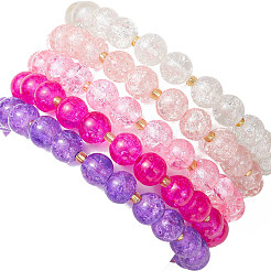 5Pcs 5 Color Spray Painted Crackle Glass Beads Stretch Bracelets for Men Women&nbsp;BJEW-MZ00203