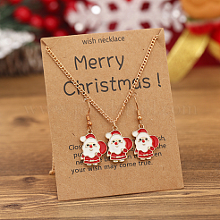 Christmas Theme Alloy Enamel Pendant Necklace & Dangle Earrings Set&nbsp;FN1321-1