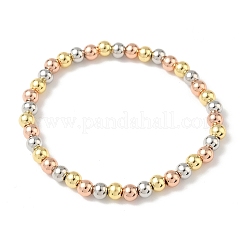 Brass Round Beaded Stretch Bracelets for Men Women&nbsp;BJEW-B148-05C-M