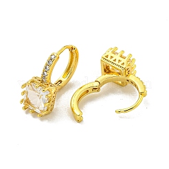 Brass Micro Pave Cubic Zirconia Hoop Earring&nbsp;EJEW-C088-40G
