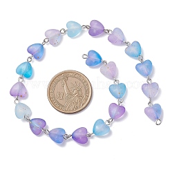 Iron Acrylic Handmade Heart Link Chains&nbsp;AJEW-JB01449