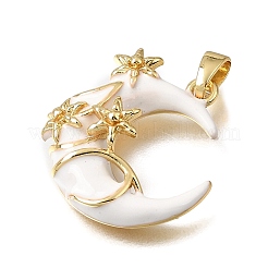 Brass with White Enamel Pendants&nbsp;KK-CBAA632-08G