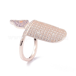 Brass Micro Pave Cubic Zirconia Fingernail Rings&nbsp;LS-RJEW-D115-05RG