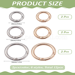 12Pcs 6 Styles Alloy Spring Gate Rings&nbsp;FIND-LP0004-50