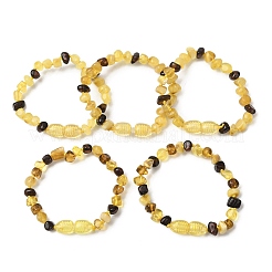 Natural Amber Beaded Stretch Bracelets for Baby&nbsp;BJEW-D462-04