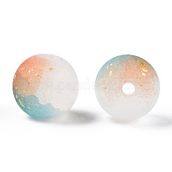 Frosted Baking Paint Crackle Glass Beads with Glitter Powder&nbsp;DGLA-T004-8mm-01C