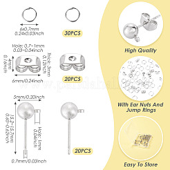 20Pcs Brass Ball Post Stud Earring Findings&nbsp;FIND-TA0011-06P