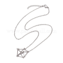 3 Pcs 201 Stainless Steel Crystal Stone Cage Pendant Necklaces&nbsp;NJEW-JN04750