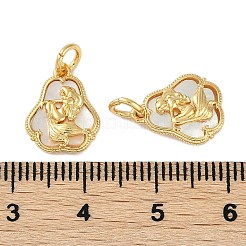 Brass Pave Natural Shell Mermaid Charms with Jump Rings&nbsp;KK-P283-10G