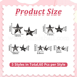 300Pcs 5 Styles Iron Studs Rivets&nbsp;IFIN-HY0001-13