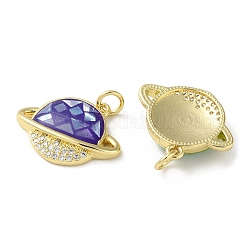 Brass Micro Pave Clear Cubic Zirconia Pendants&nbsp;KK-C045-18G