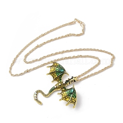 Alloy Enamel Dragon Pendant Necklaces&nbsp;NJEW-V005-01AG-02