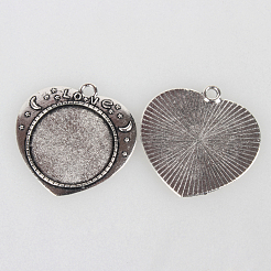 Tibetan Style Alloy Pendant Cabochon Settings&nbsp;TIBEP-N003-60AS