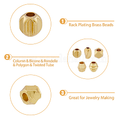 100Pcs 5 Style Rack Plating Brass Beads&nbsp;KK-HY0003-53
