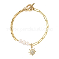 Brass Micro Pave Clear Cubic Zirconia Charm Bracelets&nbsp;BJEW-JB13881-01