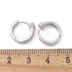 Brass Clear Cubic Zirconia Hoop Earrings&nbsp;EJEW-Q014-19P