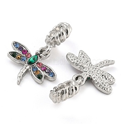Rack Plating Alloy Pave Colorful Rhinestone Insect European Dangle Charms&nbsp;FIND-B034-14P-02