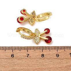 Brass Micro Pave Cubic Zirconia Hoop Earrings&nbsp;EJEW-D322-11G-02